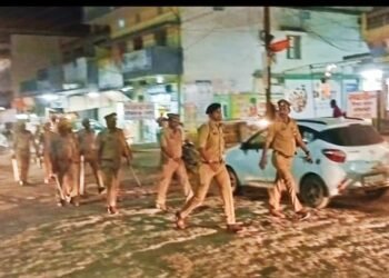 होली और ईद के मद्देनजर ओबरा, सोनभद्र में सुरक्षा की कड़ी व्यवस्था।