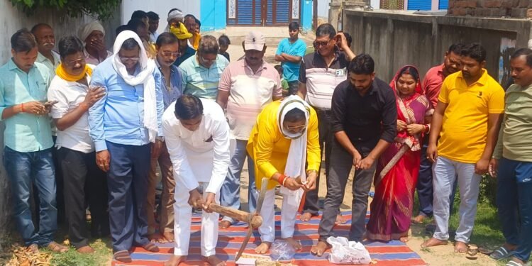 जलनिकासी की समस्या का समाधान, नाली निर्माण का हुआ शिलान्यास।