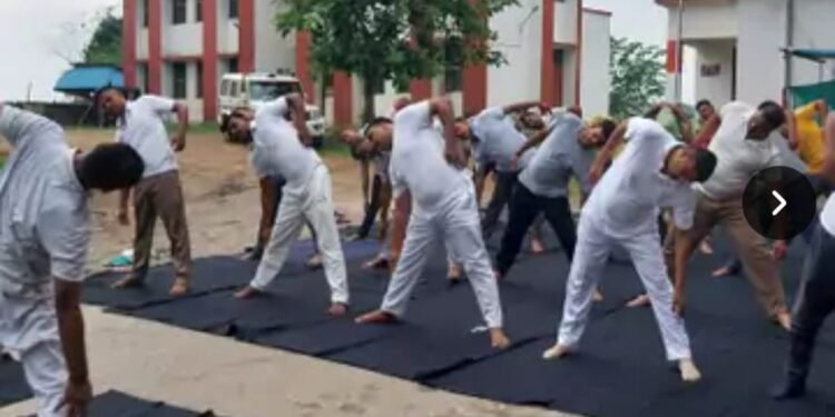 घोरावल तहसील परिसर में अंतर्राष्ट्रीय योग दिवस धूमधाम से मनाया गया।