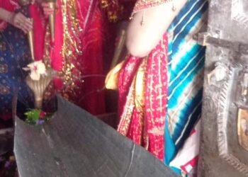 लगातार आठवें दिन किया गया रुद्राभिषेक पूजन।