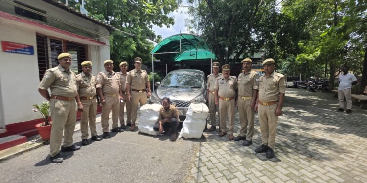 कार से 73,300ग्राम अवैध गांजा बरामद।