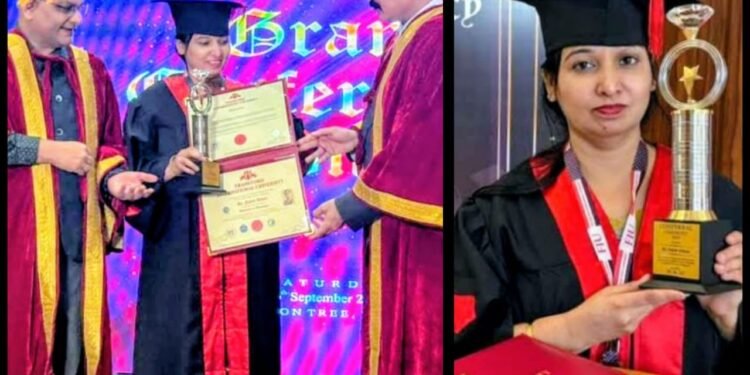 हेल्लो स्कूल की संचालिका नाहिद हुईं डॉक्टरेट की मानद उपाधि से सम्मानित *