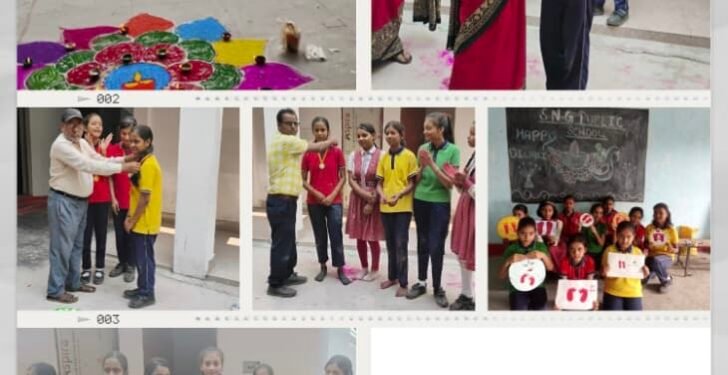 कलाकृति से बच्चों ने मोहा सबका मन छात्र-छात्राओं ने बनाई आकर्षक रंगोली, दीया एव तोरण।।
