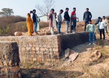 नप अध्यक्षा फूलवंती ने पुलिया का निर्माण कार्य रुकवाया मौके पर पहुंचे जई भड़के।