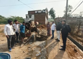 डाला नगर में हो रहे निर्माण कार्यो का चेयरमैन ने किया निरीक्षण।
