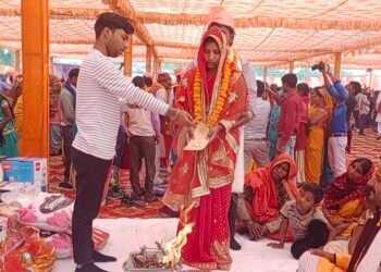 मुख्यमंत्री सामुहिक विवाह में 170 जोड़ो ने ली अग्नि के सात फेरे ।