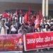 संयुक्त वाम दलों व खेत मजदूर यूनियनों के कार्यकर्ताओं ने मनरेगा योजना बचाओ और भाकपा (माले) नेताओं की रिहा।
